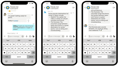 微軟的 Bing AI 對話機器人在行動 app 和 Sky